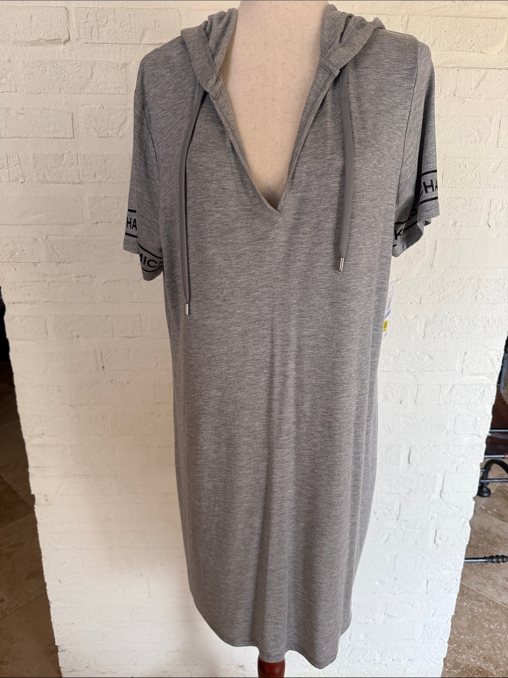 Michael Kors Heather Gray Hooded Short Sleeve Dress